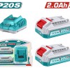 TOTAL ΕΠΑΓΓ. ΣΕΤ 2τεμ ΜΠΑΤ. TFBLI2001 Li-ion 20V / 2Ah + 1τεμ ΦΟΡΤΙΣΤΗΣ TFCLI2001E (TFBCPK2212E)