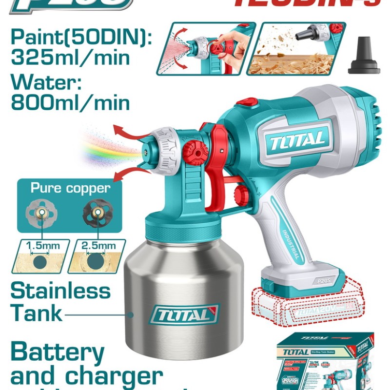 TOTAL ΠΙΣΤΟΛΙ ΒΑΦΗΣ ΜΕ ΜΕΤΑΛ. ΔΟΧΕΙΟ ΜΠΑΤ. Li-ion 20V ΧΩΡΙΣ ΜΠΑΤ & ΦΟΡΤΙΣΤΗ (TSGLI20041)