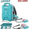 TOTAL ΕΠΑΓΓ. ΤΡΟΦΟΔΟΤΙΚΟ ΠΛΑΤΗΣ ΜΠΑΤΑΡΙΑΣ Li-ion 20V/20V+20V / 60Ah / 30Ah (1080Wh) (TFBLI241110)