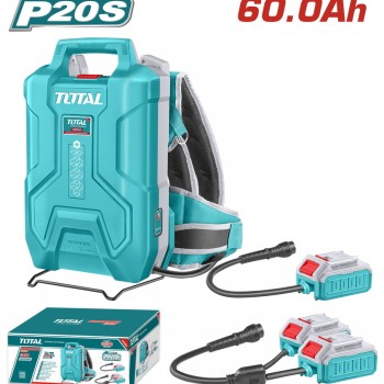 TOTAL ΕΠΑΓΓ. ΤΡΟΦΟΔΟΤΙΚΟ ΠΛΑΤΗΣ ΜΠΑΤΑΡΙΑΣ Li-ion 20V/20V+20V / 60Ah / 30Ah (1080Wh) (TFBLI241110)
