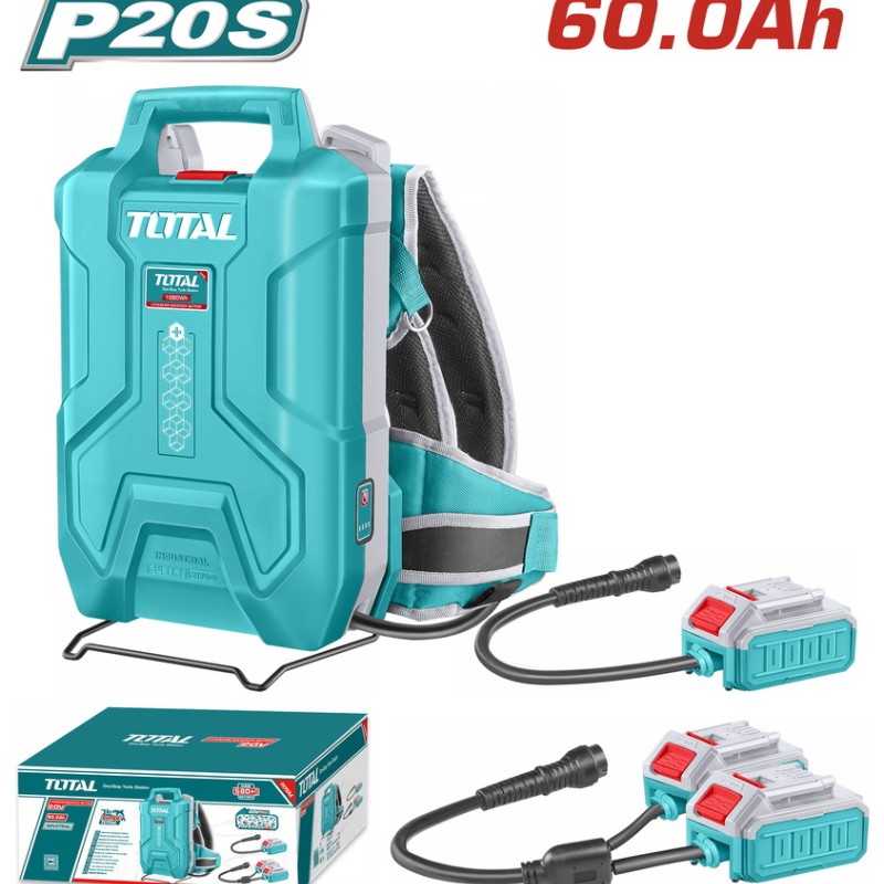 TOTAL ΕΠΑΓΓ. ΤΡΟΦΟΔΟΤΙΚΟ ΠΛΑΤΗΣ ΜΠΑΤΑΡΙΑΣ Li-ion 20V/20V+20V / 60Ah / 30Ah (1080Wh) (TFBLI241110)