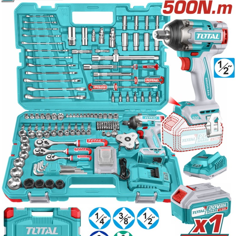 TOTAL ΕΠΑΓΓ. ΣΕΤ ΜΠΟΥΛΟΝΟΚΛΕΙΔΟ ΜΠΑΤ. Li-ion 20V / 500Nm / 4Ah / 1 ΜΠΑΤ 152ΤΕΜ (THKTHP31522)
