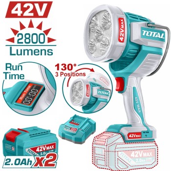 TOTAL ΕΠΑΓΓ. ΠΡΟΒΟΛΕΑΣ LED ΜΠΑΤ. Li-ion 42V / 50W / 2Ah / 2 ΜΠΑΤ (TWLI42896E)