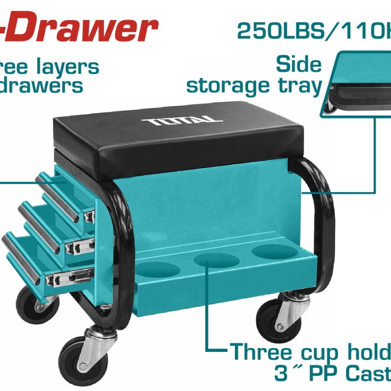 TOTAL ΕΠΑΓΓ. ΕΡΓΑΛΕΙΟΘΗΚΗ ΚΑΘΙΣΜΑ ΜΕ 3 ΣΥΡΤΑΡΙΑ ΚΑΙ ΡΟΔΕΣ 110Kg (THCS103)
