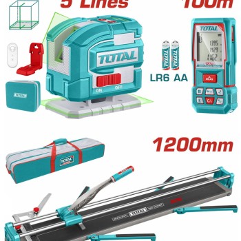 TOTAL ΕΠΑΓΓ. ΣΕΤ ΚΟΦΤΗΣ ΠΛΑΚΙΔΙΩΝ 120cm + ΑΛΦΑΔΙ LASER 35m + ΜΕΤΡΗΤΗΣ ΑΠΟΣ. 100m (TOS250911)