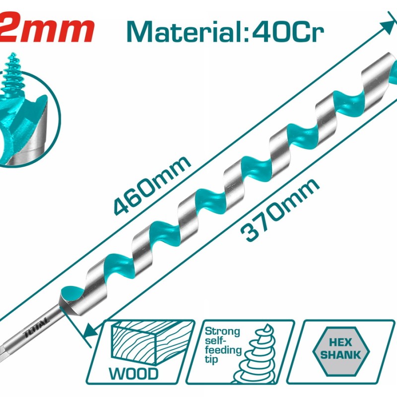 TOTAL ΤΡΥΠΑΝΙ ΞΥΛΟΥ ΤΥΠΟΥ ΑΡΙΔΑΣ 40Cr 22 Χ 460mm (TAC3522)