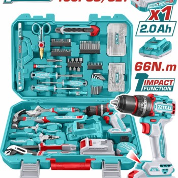 TOTAL ΕΠΑΓΓ. ΣΕΤ ΔΡΑΠ/ΒΙΔΟ ΚΡΟΥΣΤΙΚΟ ΜΠΑΤ. Li-ion 20V/2Ah/66Nm/1 ΜΠΑΤ BL Motor 166ΤΕΜ (THKTHP41667E)